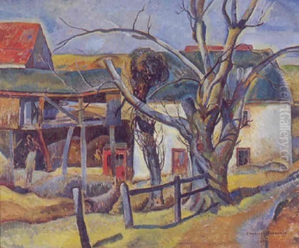 Salt Box Oil Painting by Charles S. Garner Jr.