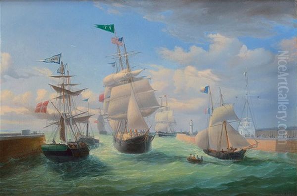 Sortie De Port Oil Painting by Ambroise Louis Garneray