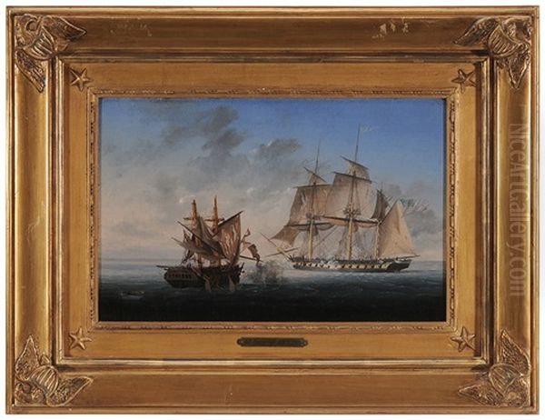 Capture Of Hms Macedonian By Uss United States Oil Painting by Ambroise Louis Garneray