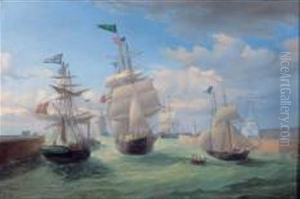 Port En Suede Oil Painting by Ambroise Louis Garneray