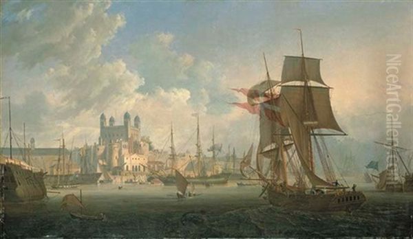 Vue De La Tour De Londres Depuis La Tamise Oil Painting by Ambroise Louis Garneray