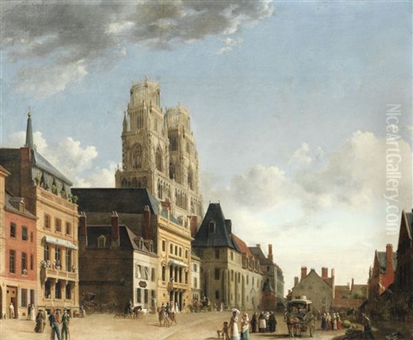 La Place De L'etape, Orleans by Hippolyte Jean Baptiste Garneray