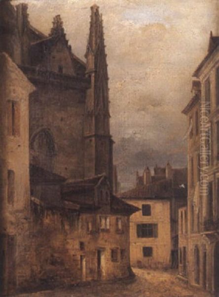 Vue D'une Ville De Province Oil Painting by Hippolyte Jean Baptiste Garneray