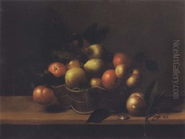 Nature Morte De Fruits Dans Une Corbeille D'osier Oil Painting by Francois Garnier