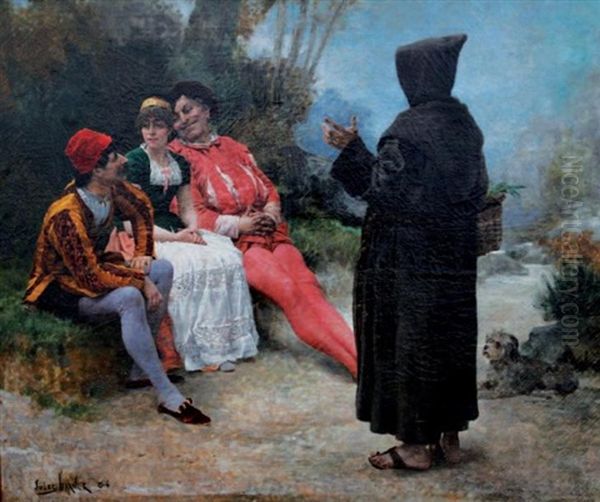 Conversation Champetre Oil Painting by Jules Arsene Garnier