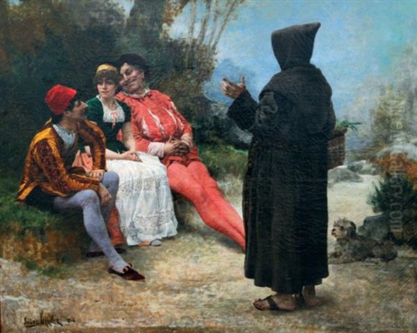 Conversation Sur Un Banc Oil Painting by Jules Arsene Garnier