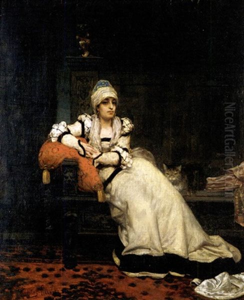 Woman On A Daybed Oil Painting by Jules Arsene Garnier