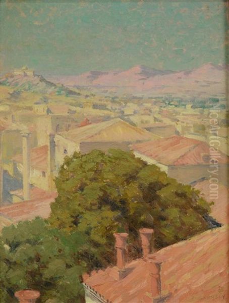 Athens Observatory Oil Painting by Elmer Ellsworth Garnsey