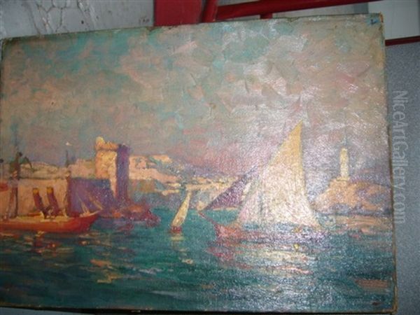 Entree Du Port De Marseille Oil Painting by Elmer Ellsworth Garnsey