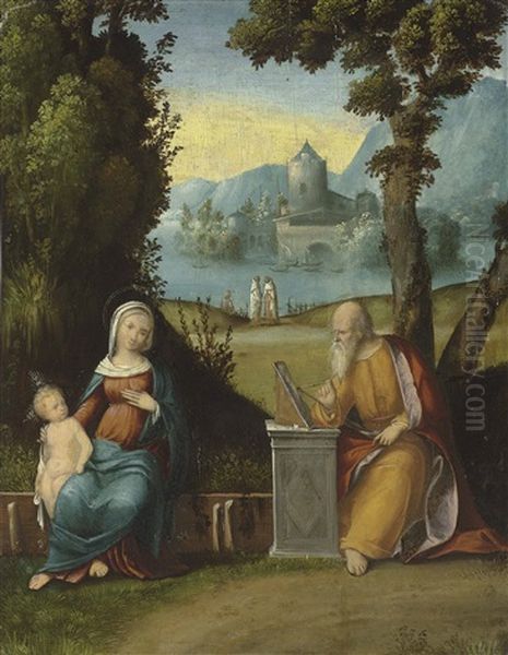 The Madonna And Child, Painted By Saint Luke, In A Landscape Oil Painting by Benvenuto Tisi da Garofalo