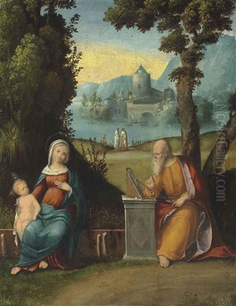 The Madonna And Child, Painted By Saint Luke, In A Landscape Oil Painting by Benvenuto Tisi da Garofalo