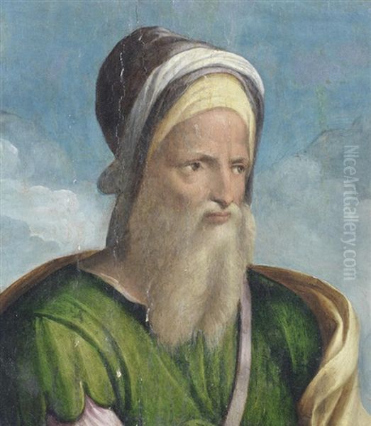 A Bearded Saint Oil Painting by Benvenuto Tisi da Garofalo