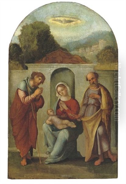 The Madonna And Child With Saints James And Peter Oil Painting by Benvenuto Tisi da Garofalo