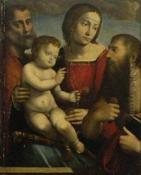 Heilige Familie Mit Hl. Hieronymus Oil Painting by Benvenuto Tisi da Garofalo