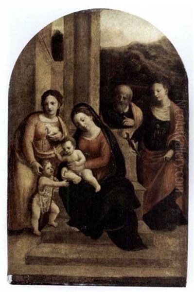 The Holy Family With Saint Agnes, Saint John The Baptist And Saint Agatha Oil Painting by Benvenuto Tisi da Garofalo