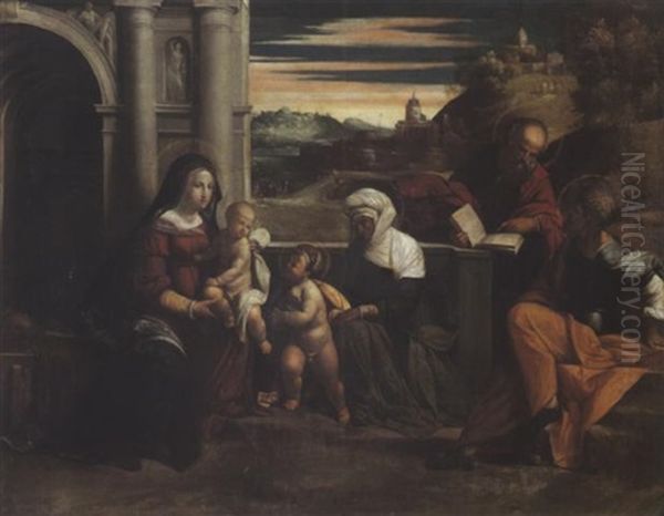 Besuch Annas Und Joachim Mit Dem Johannesknaben Bei Maria, Joseph Und Dem Christuskind Oil Painting by Benvenuto Tisi da Garofalo