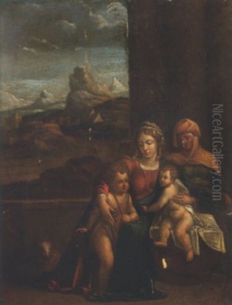 The Madonna And Child With Saint Elizabeth And Infant Saint John The Baptist by Benvenuto Tisi da Garofalo