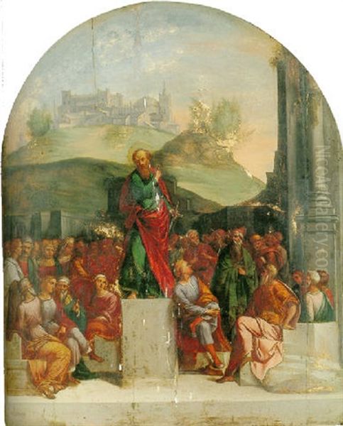 Preaching Of Saint Paul Oil Painting by Benvenuto Tisi da Garofalo