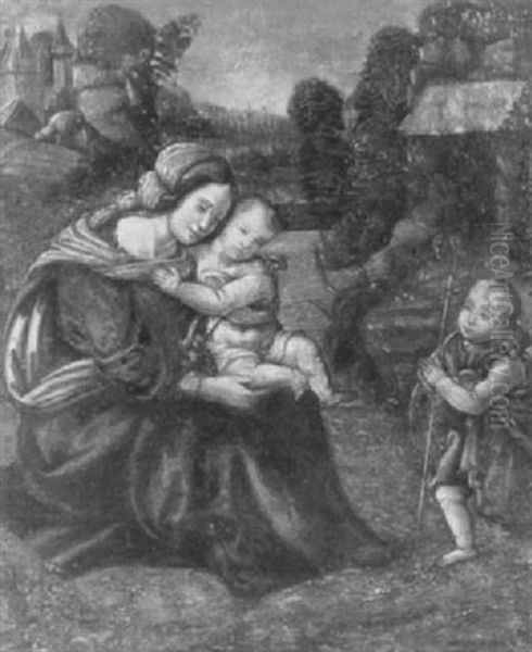 The Infant Saint John Greeting The Holy Family On Their     Return From Egypt Oil Painting by Benvenuto Tisi da Garofalo