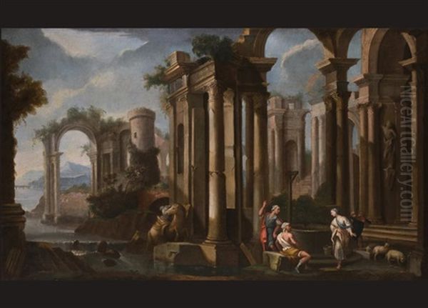 Antikes Ruinencapriccio Mit Figurenstaffage Oil Painting by Pietro Francesco Garoli