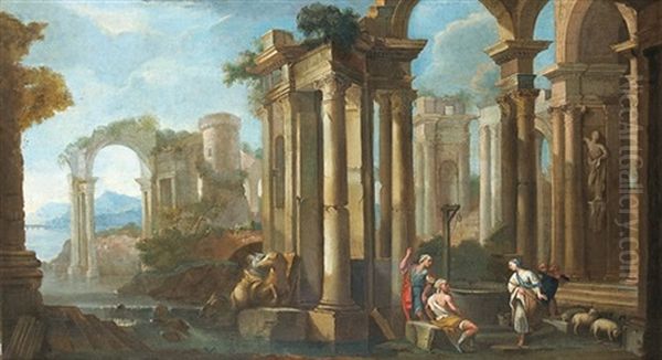 Bergers Dans Des Ruines Oil Painting by Pietro Francesco Garoli