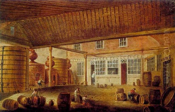 The Yard Of A Brewery Oil Painting by George Garrard