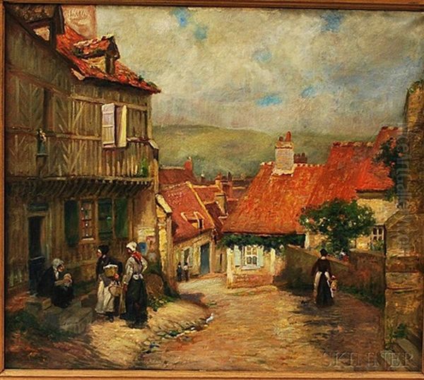 Chateaudun, A French Village Scene Oil Painting by Edmund Henry Garrett