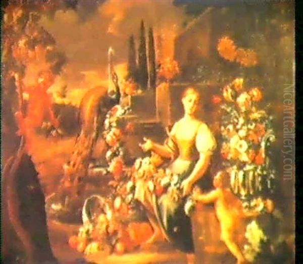 Giovane Donna In Un Giardino Oil Painting by Giorgio Garri