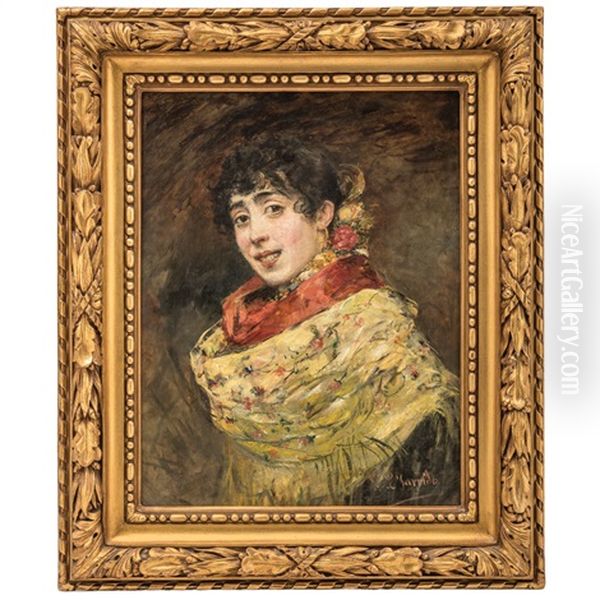 Retrato De Dma Con Manton Oil Painting by Eduardo Leon Garrido