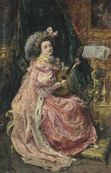 La Guitariste Oil Painting by Eduardo Leon Garrido