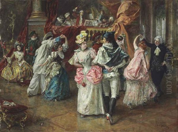 Baile De Sociedad Oil Painting by Eduardo Leon Garrido