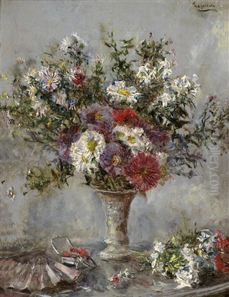 Blumenstraus In Einer Vase Oil Painting by Eduardo Leon Garrido