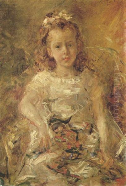 Retrato De Nina Oil Painting by Eduardo Leon Garrido