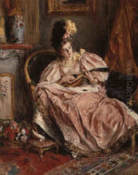 The Mandolin Player Oil Painting by Eduardo Leon Garrido