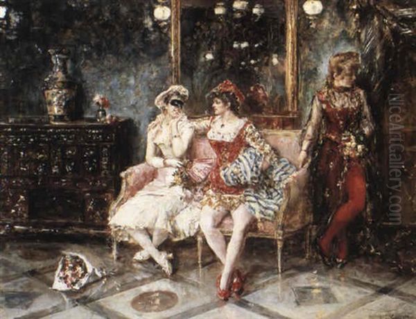 At The Masked Ball Oil Painting by Eduardo Leon Garrido