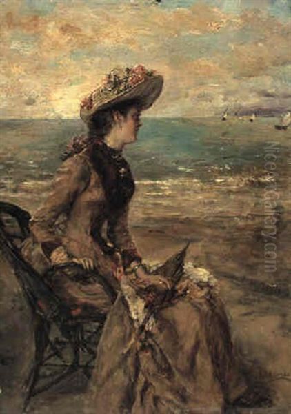 On The Beach Oil Painting by Eduardo Leon Garrido