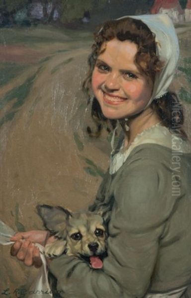 Fillette Au Chien Oil Painting by Leandro Ramon Garrido