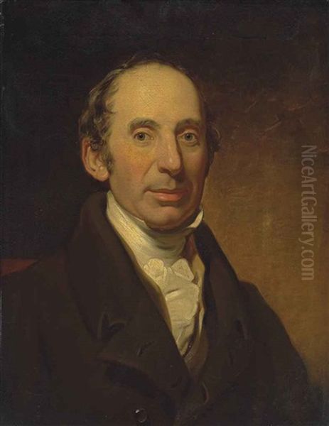 Portrait Of Eduardo Zanetti, Half-length, In A Brown Coat Oil Painting by Benjamin Garside