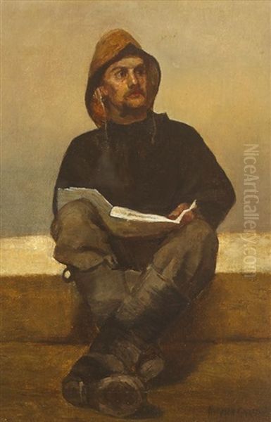 A Breton Man Oil Painting by Norman Garstin