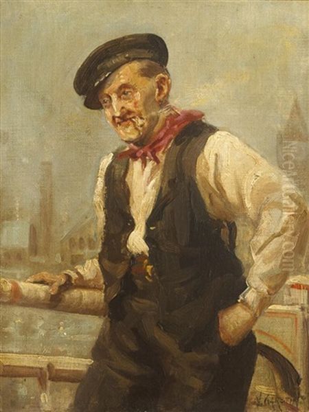 Man Smoking A Pipe Oil Painting by Norman Garstin