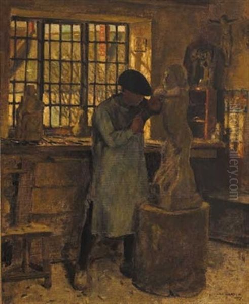 The Sculptor - The Workshop Oil Painting by Norman Garstin