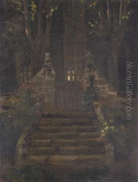 The Garden Steps Oil Painting by Norman Garstin