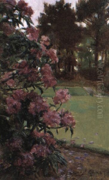 The Rhododendron Bush Oil Painting by Norman Garstin