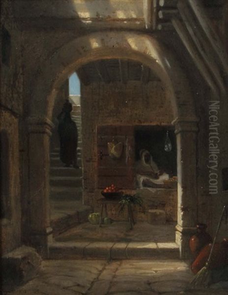 Orientalische Gasse Oil Painting by Friedrich Gartner