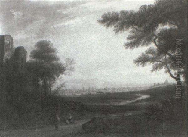 Landscape With Distant View Of Rome by Edmund Garvey