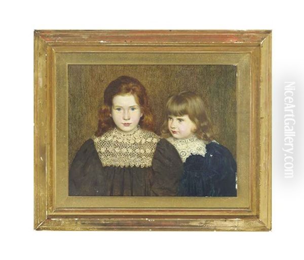 Portrait Of Gilbert Colville Eliot Young (aged Five) With His Sister Elfrida Mary Eliot Young (aged Four), The Children Of Daniel Eliot Young... Oil Painting by Thomas Bowman Garvie