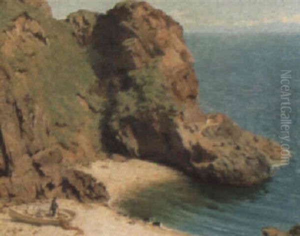 Flowing Tide On The Antrim Coast Oil Painting by Thomas Bowman Garvie