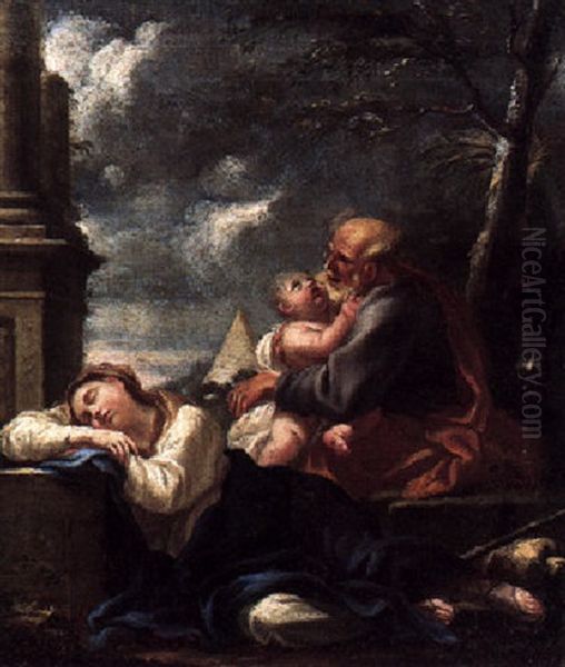 The Rest On The Flight Into Egypt Oil Painting by Luigi Garzi