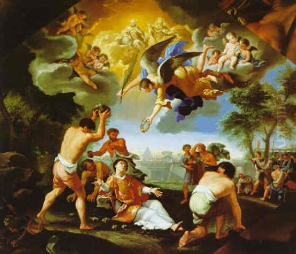 Lapidazione Di Santo Stefano Oil Painting by Luigi Garzi