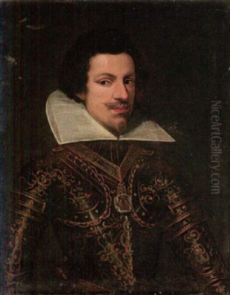 Portrait Of Vittorio Amadeo I, Duke Of Savoy, Wearing Armour And The Badge Of The Order Of The Annunziata Oil Painting by Giovanna Garzoni